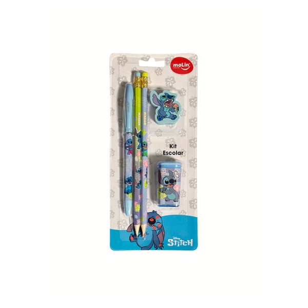 Encontraproduto.com.br - KIT 2 LAPIS BORRACHA APONTADOR CANETA STITCH 31315 MOLIN