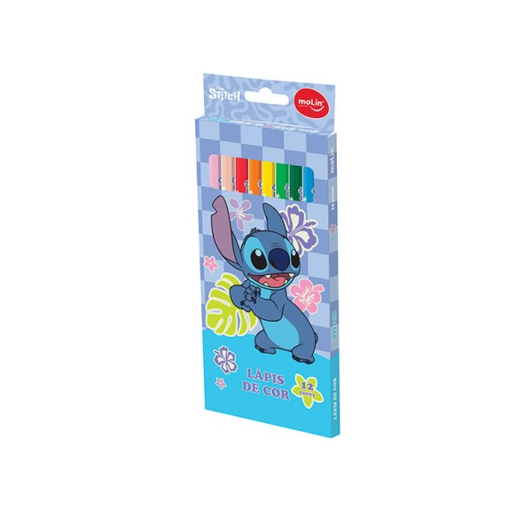 Encontraproduto.com.br - Lápis De Cor 12 Cores Stitch Molin