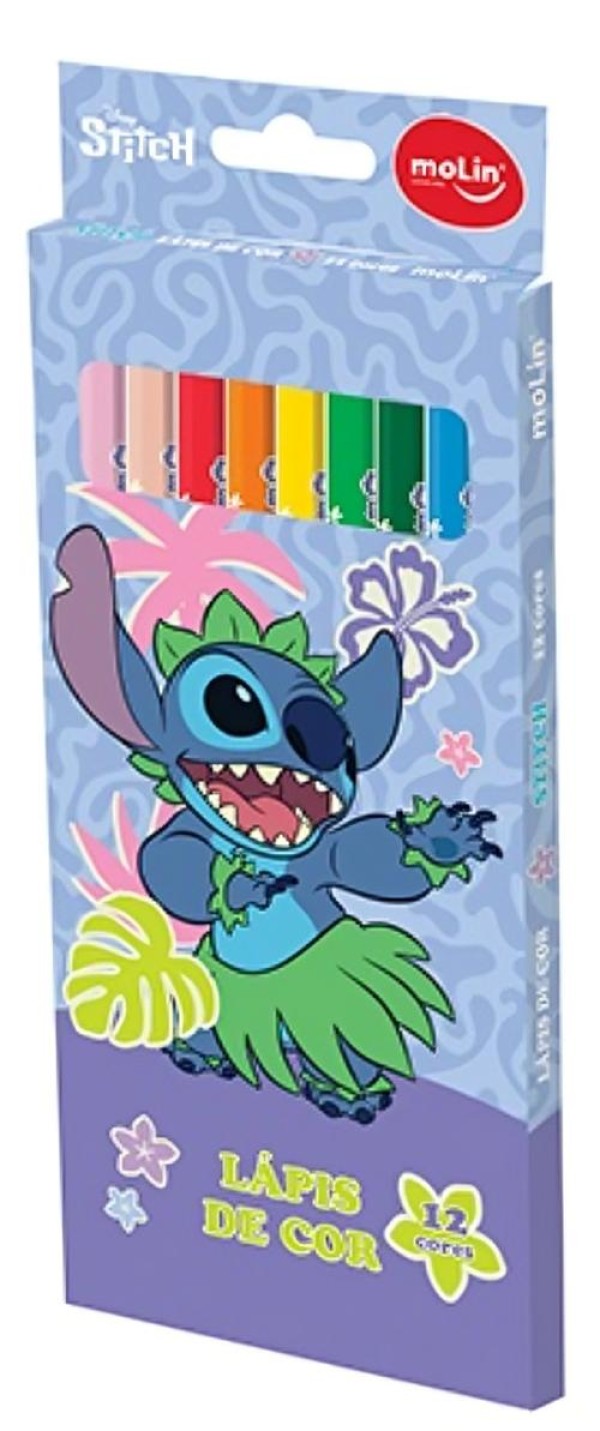 Encontraproduto.com.br - Lápis De Cor 12 Cores Stitch Molin