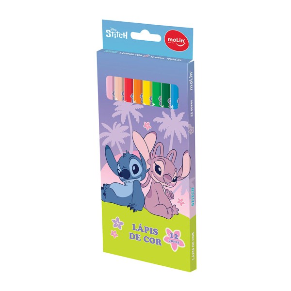 Encontraproduto.com.br - Lápis De Cor 12 Cores Stitch Molin