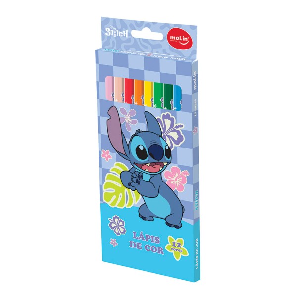 Encontraproduto.com.br - Lápis De Cor 12 Cores Stitch Molin