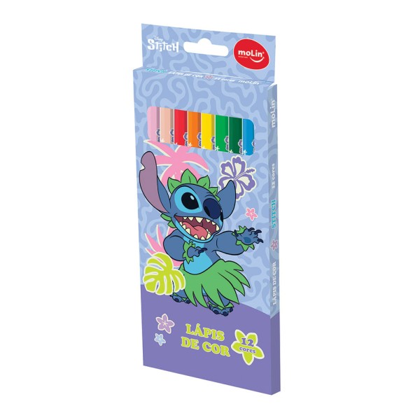 Encontraproduto.com.br - Lápis De Cor 12 Cores Stitch Molin