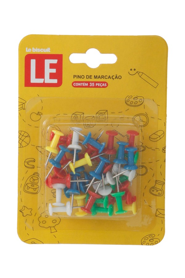 Encontraproduto.com.br - Alfinete Pino de Marcação Le para Quadros Colorido com 35 Unidades