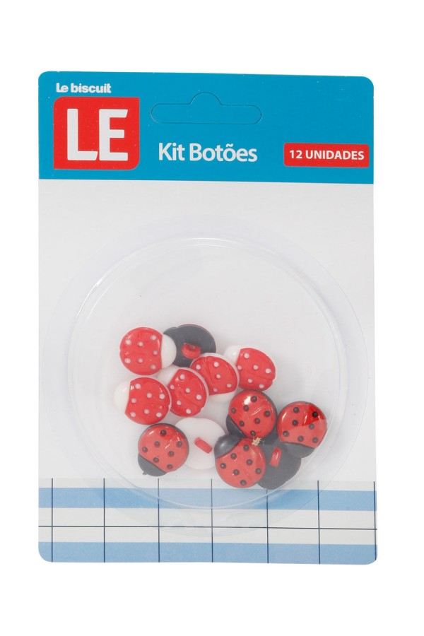 Encontraproduto.com.br - Kit Botão Infantil Le Joaninha 18mm com 12 Unidades Colorido