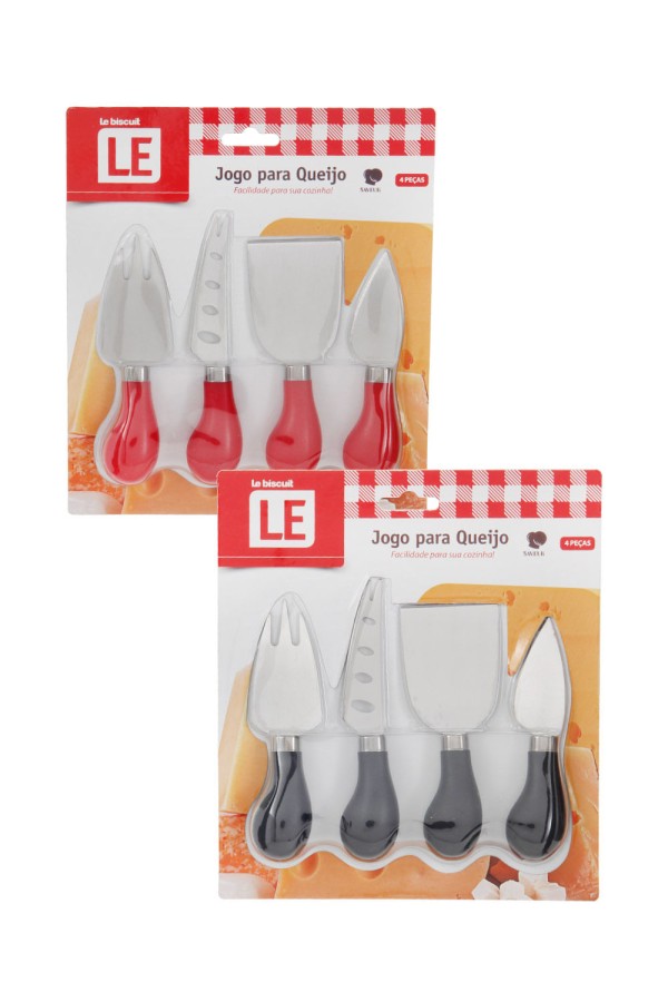 Kit para Queijos Le Saveur Inox e Plástico 4 Peças