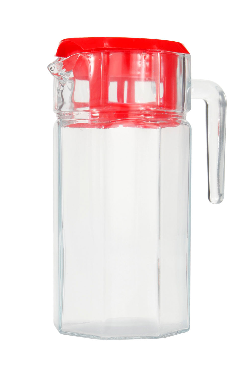 Encontraproduto.com.br - Jarra de Vidro Lisa com Tampa Vermelha e Alça Le Carol 1,5L