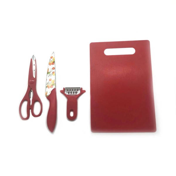 Encontraproduto.com.br - Kit de Cozinha Le com Tábua, Tesoura, Descascador e Faca
