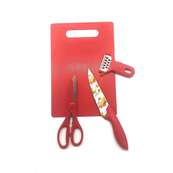 Encontraproduto.com.br - Kit de Cozinha Le com Tábua, Tesoura, Descascador e Faca