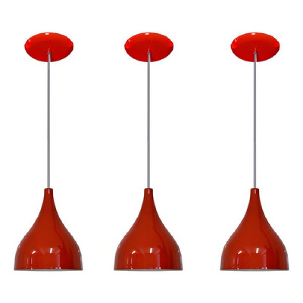 Encontraproduto.com.br - Jogo Com 03 Lustres Pendentes Aramado Ideal Cor Cobre