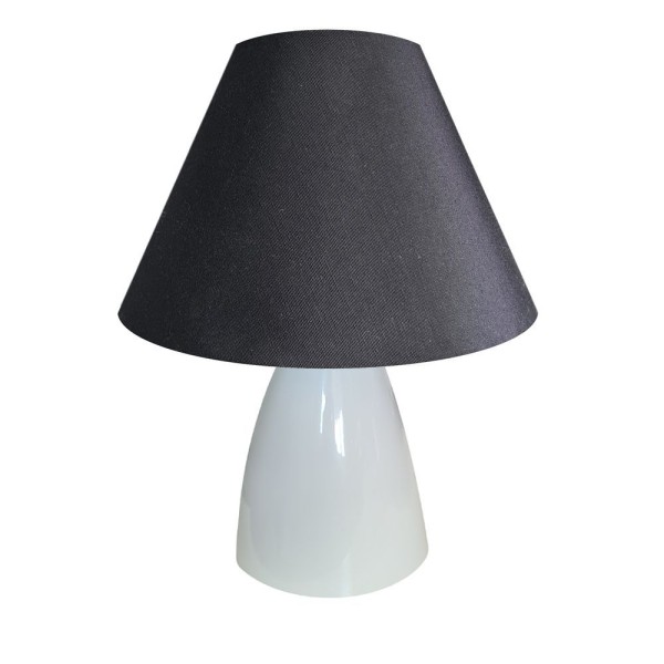 Encontraproduto.com.br - Lindo Abajur Para Sala Ou Quarto Com Base Em Alumínio Pintado E Cúpula32cm Altura Branco Preto