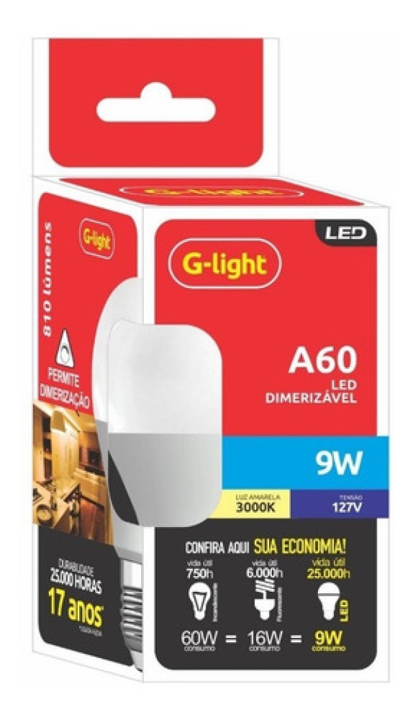 Encontraproduto.com.br - Lâmpada Led Ence A60 9w Dimerizável 3000k - Luz Amarela - 127v