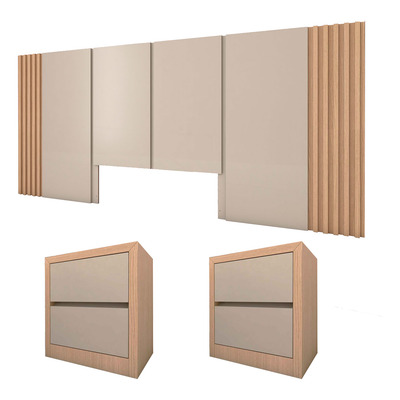 Encontraproduto.com.br - Kit Quarto Mdf Queen Sob Medida Com 2 Mesas E Cabeceira 3M Prata
