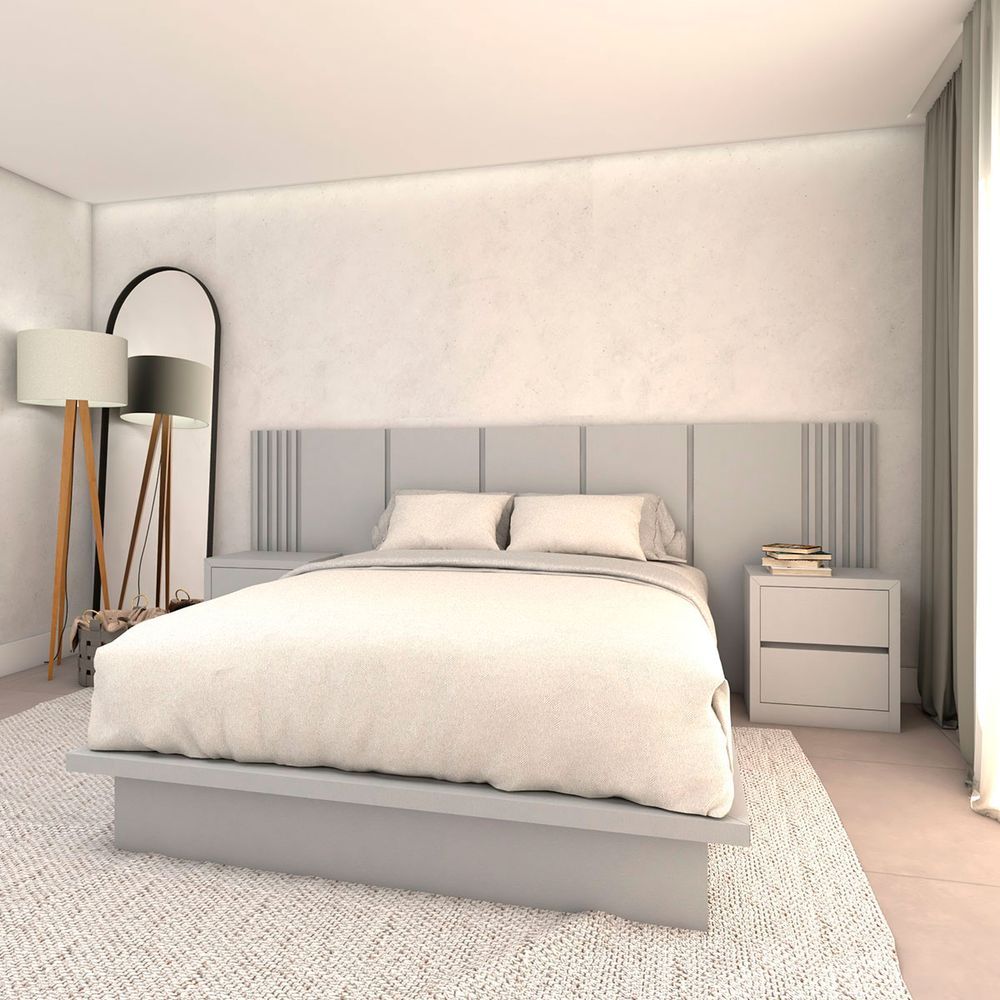 Encontraproduto.com.br - Kit Quarto Mdf Queen Sob Medida Com 2 Mesas E Cabeceira 3M Prata