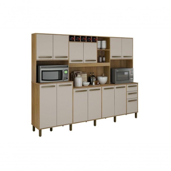 Encontraproduto.com.br - Cozinha Valdemóveis Ágata 13 Portas Cinamomo/off White Cor Cinamomo com Off White