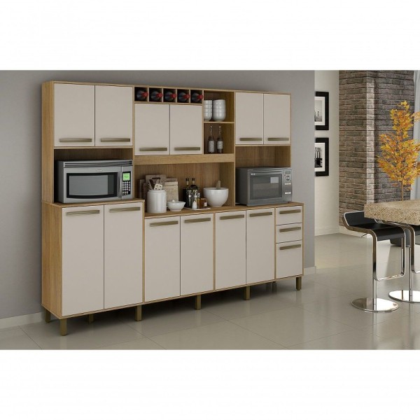 Encontraproduto.com.br - Cozinha Valdemóveis Ágata 13 Portas Cinamomo/off White Cor Cinamomo com Off White