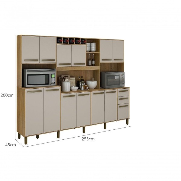Encontraproduto.com.br - Cozinha Valdemóveis Ágata 13 Portas Cinamomo/off White Cor Cinamomo com Off White