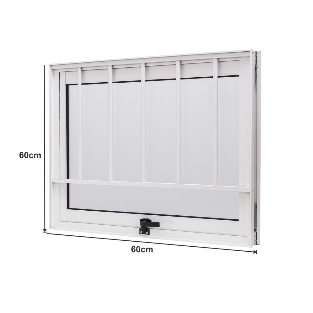 Encontraproduto.com.br - Janela De Aluminio Maxim-ar 60x60cm Com Grade E Vidro Boreal Cristal Ramassol Branco