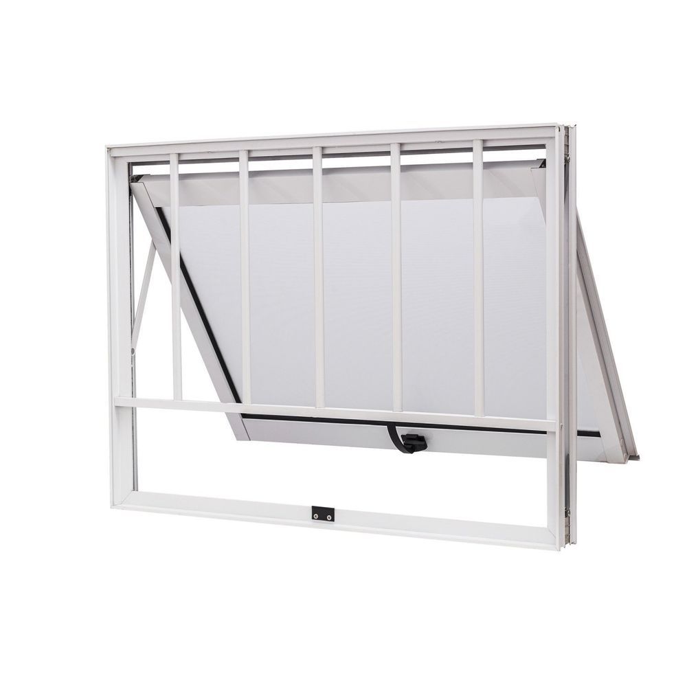 Encontraproduto.com.br - Janela De Aluminio Maxim-ar 60x60cm Com Grade E Vidro Boreal Cristal Ramassol Branco