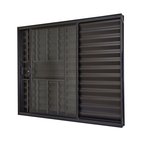 Encontraproduto.com.br - Janela De Alumínio Veneziana 100x150cm 3 Folhas Com Grade E Com Vidro Liso Ultra Ramassol