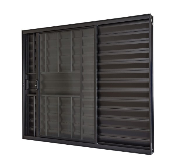 Encontraproduto.com.br - Janela De Alumínio Veneziana 100x150cm 3 Folhas Com Grade E Com Vidro Liso Ultra Ramassol