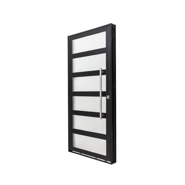 Porta de Aço 6 Vidros Boreal Direita 100X215X12 Preto Ramassol