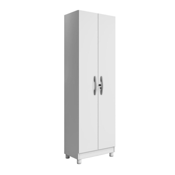 Armário Multiuso Mdp 2 Portas 5 Prateleiras Com Pés Branco