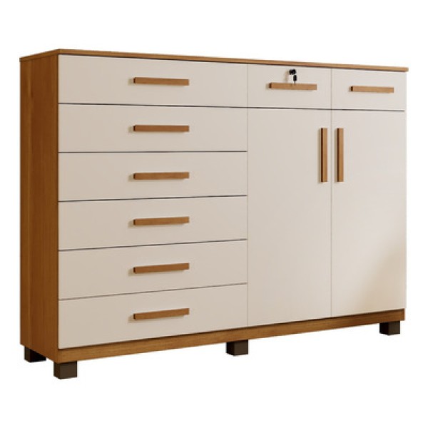 Cômoda New Triunfo Com 2 Portas E 8 Gavetas Em Mdp Benetil Cinamomo- Off White