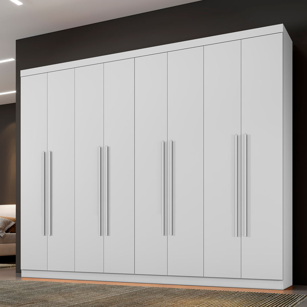 Encontraproduto.com.br - Roupeiro New Premium Com 8 Portas E 4 Gavetas Em Mdp Benetil Branco