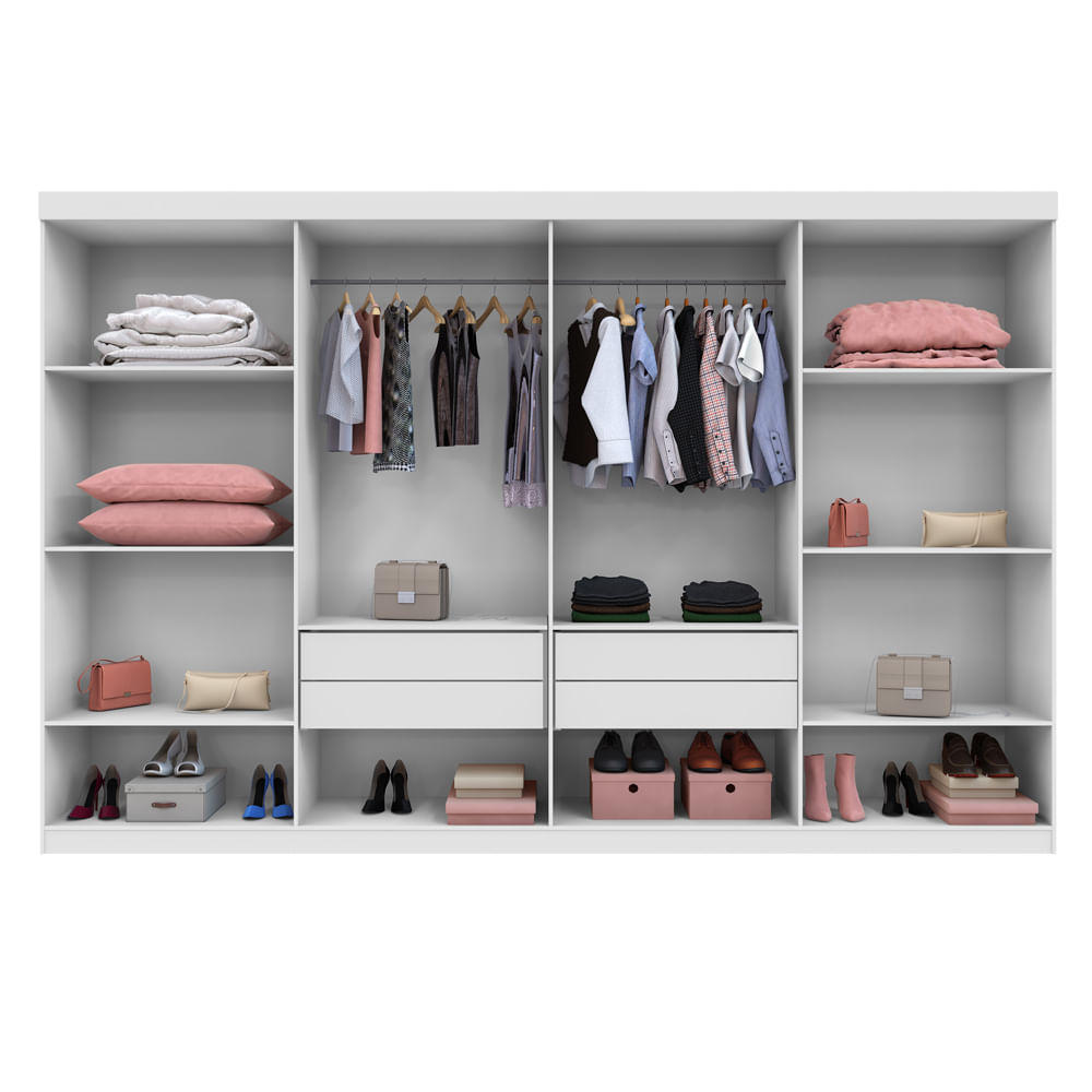 Roupeiro New Premium Com 8 Portas E 4 Gavetas Em Mdp Benetil Branco