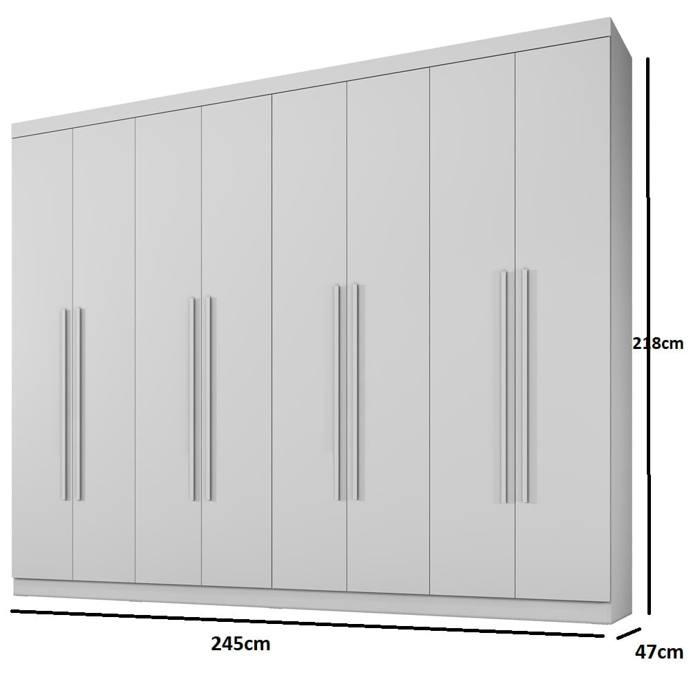 Encontraproduto.com.br - Roupeiro New Premium Com 8 Portas E 4 Gavetas Em Mdp Benetil Branco