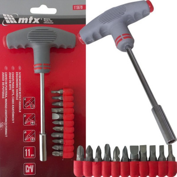Encontraproduto.com.br - Jogo de Bits Ponteiras MTX e Cabo Anatomico em T 11 Pecas