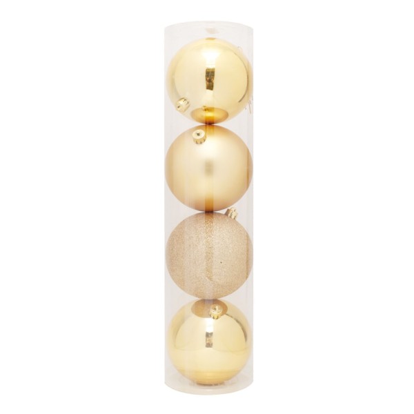 Encontraproduto.com.br - Tubo C/4 Bolas De 12cm - 2 Brilhantes/1 Fosca /1 Glitter