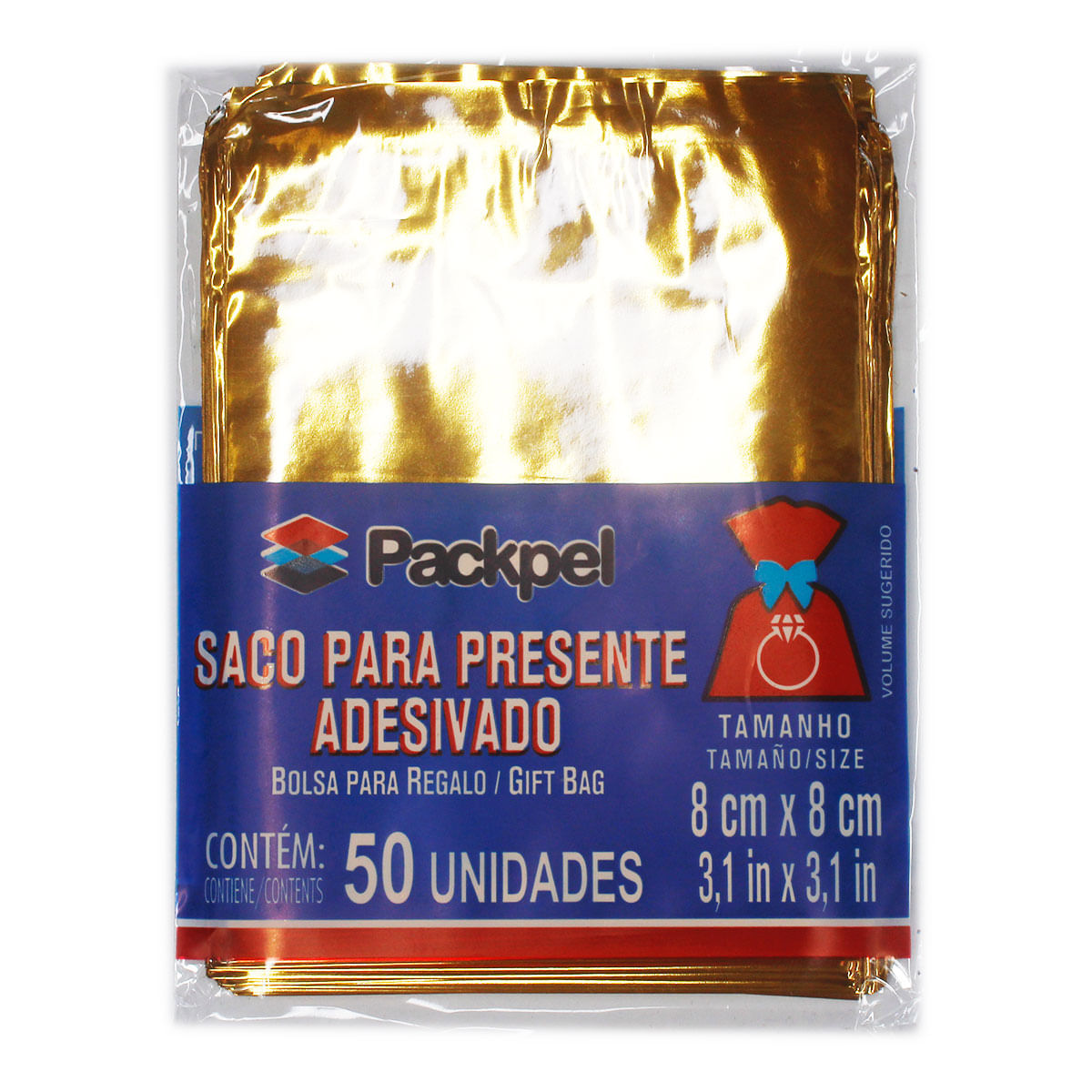 Encontraproduto.com.br - 50 Unidades Saco Adesivado Metalizado Tamanho 8x8 cm