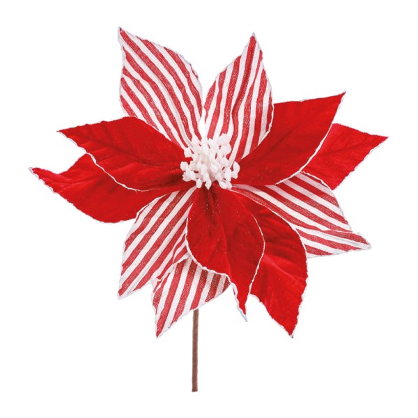 Poinsetia Flores C/Listras Vrm/Bco 38CM C/1Un 1102253