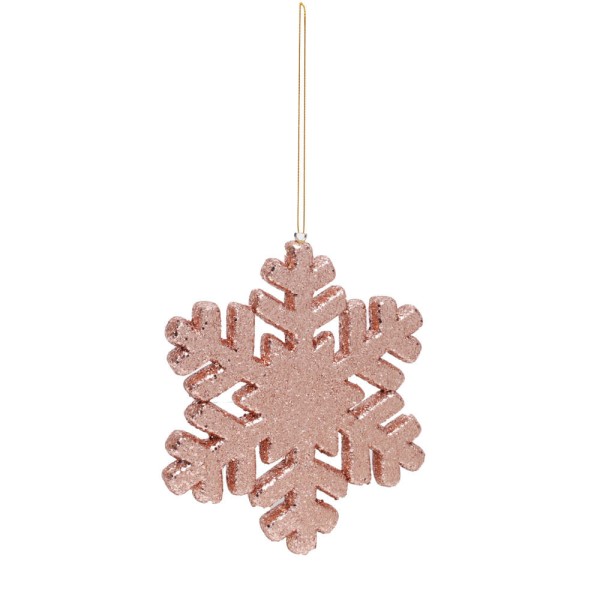 Encontraproduto.com.br - Enfeite Natal Floco Neve Glitter Rose 17x17x2cm 1922581