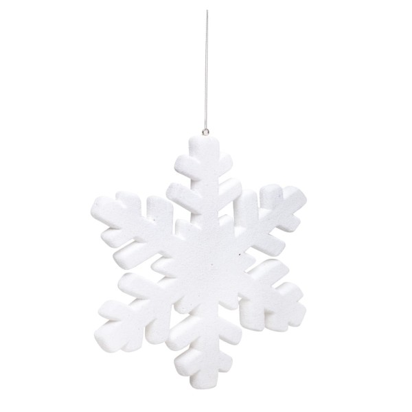 Encontraproduto.com.br - Enfeite para pendurar floco de neve glitter branco 27cm - Cromus: 1922591