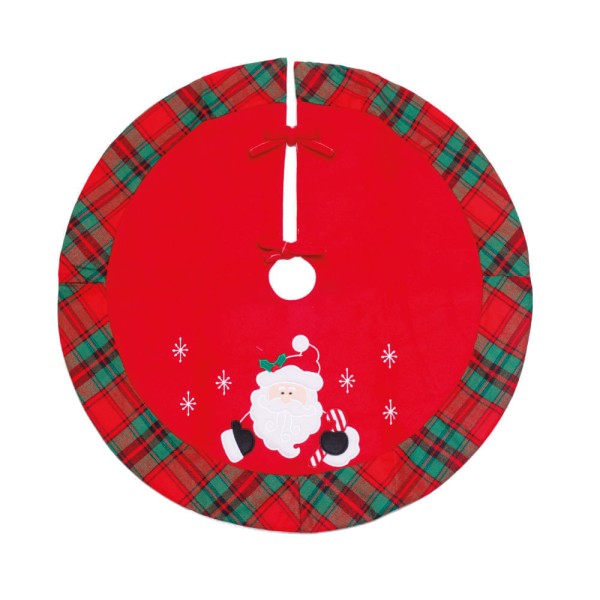 Encontraproduto.com.br - Saia De Árvore Natal Xadrez Noel Vrm/vrd 70cm 1201177
