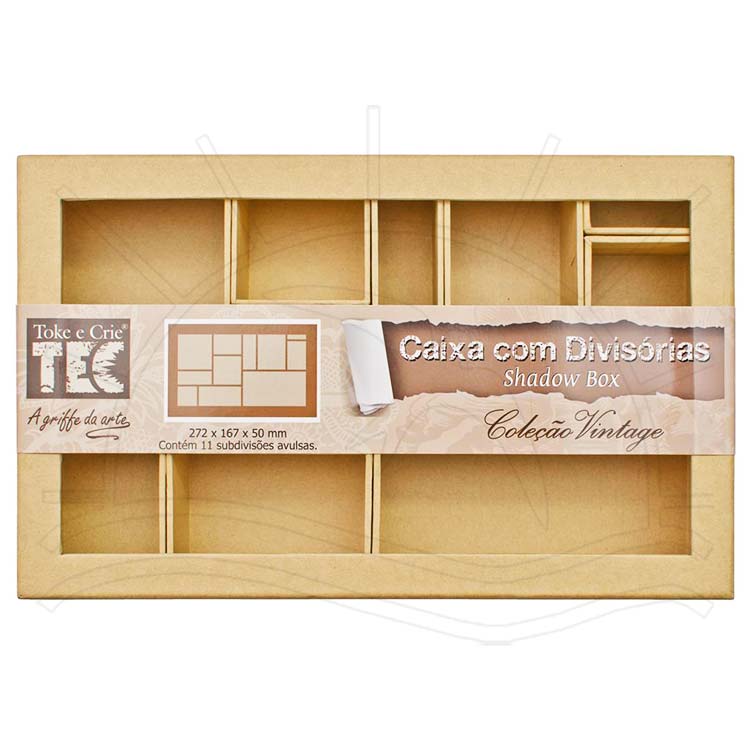 Caixa Chipboard com Divisórias Coleção Vintage Toke e Crie