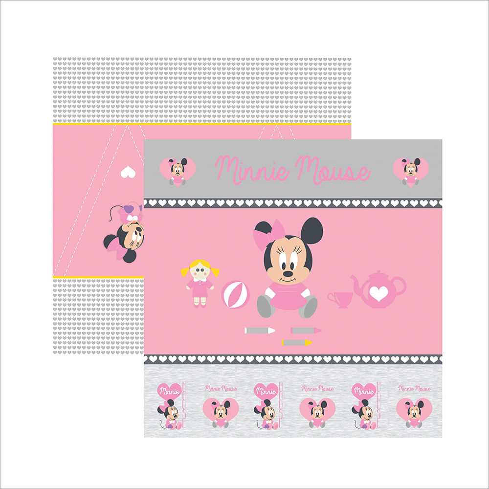 Folha Scrap Festa Dupla Face Baby Minnie 1 Cenário e Bandeirolas Ref.19316-SDFD022 Toke e Crie