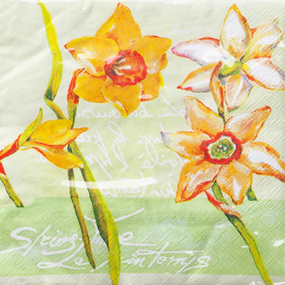 Guardanapo para Decoupage Flores e Escritas - 5 Unidades