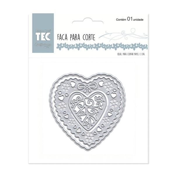 Encontraproduto.com.br - Faca para Corte e Relevo Média Coração com Flores Ref.21526 Toke e Crie
