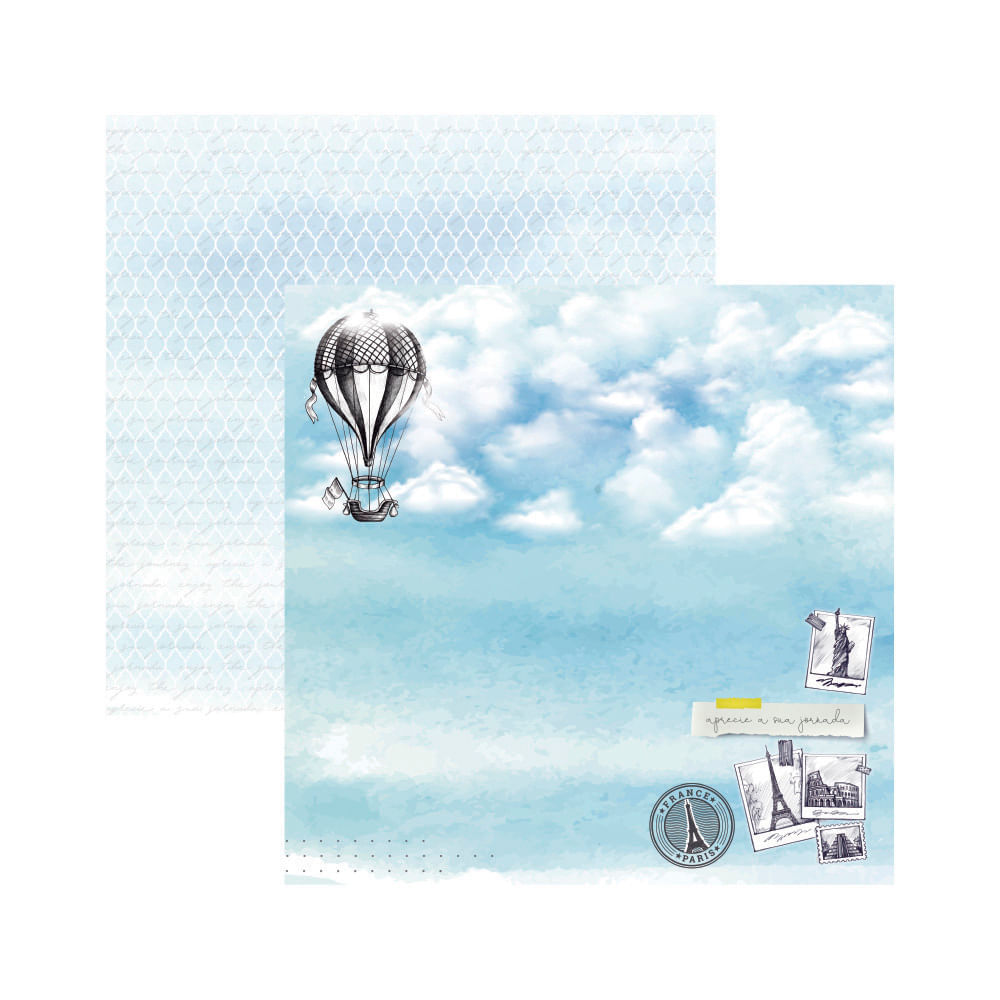Folha Scrapbook 30,5 X 31,5cm Hora de Viajar Selos Toke e Crie - 21818