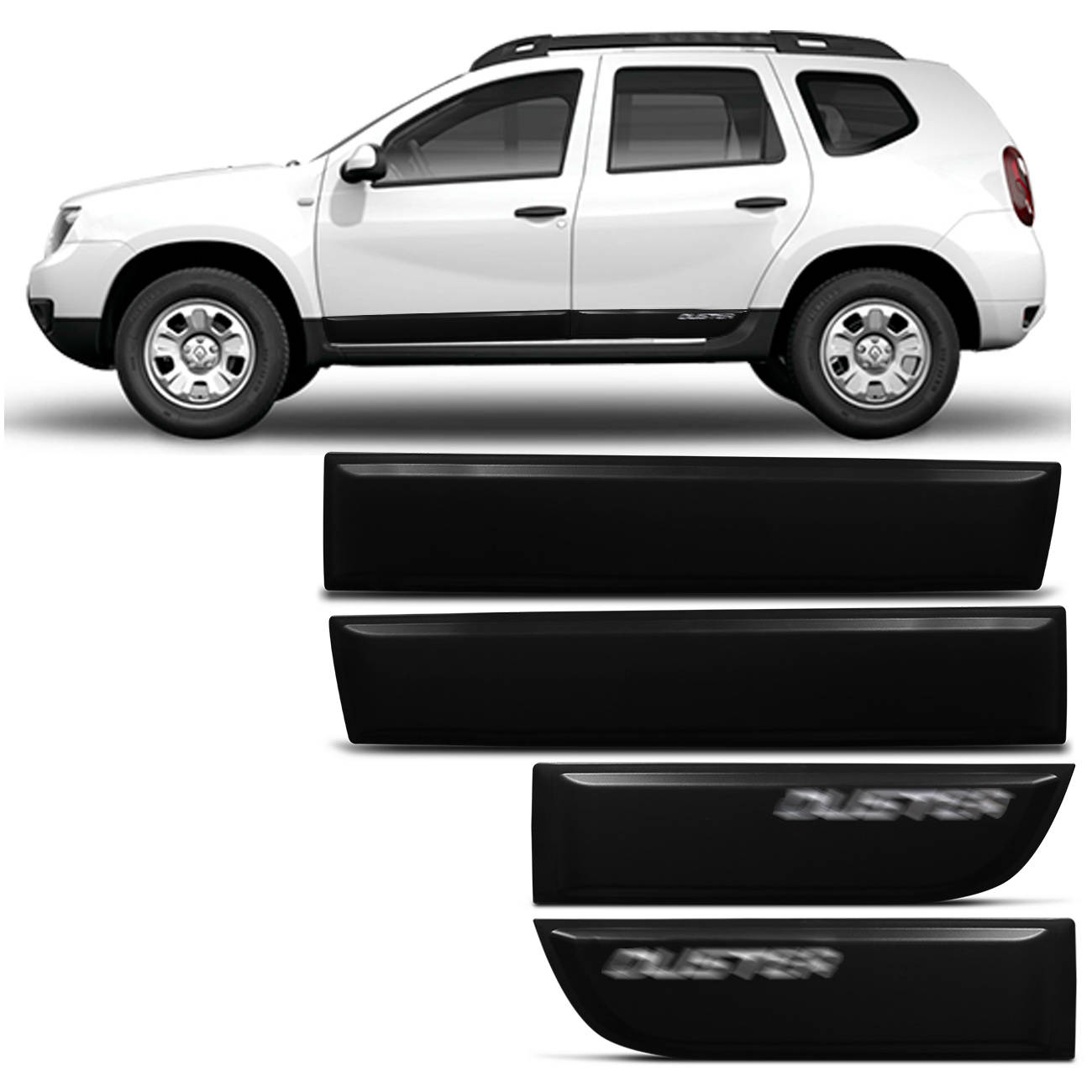 Jogo de Friso Lateral Renault Duster 2012 a 2019 Preto 4 Portas Modelo Original