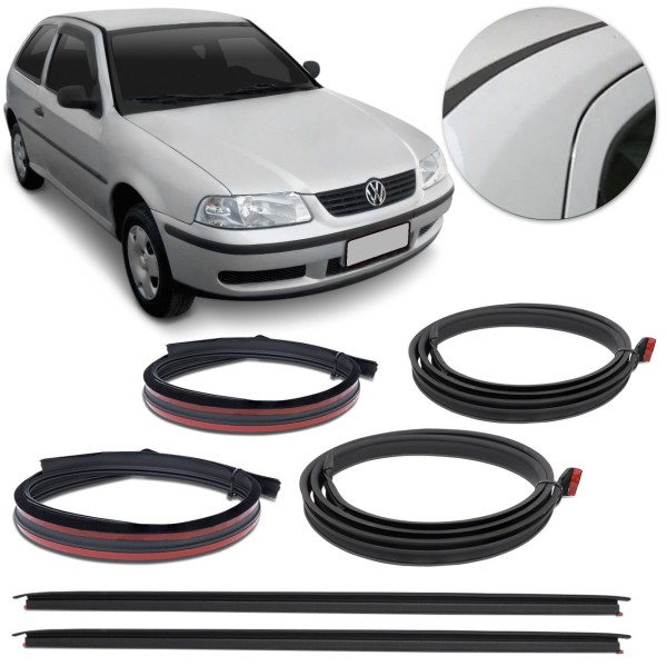 Encontraproduto.com.br - Jogo Friso Teto e Borracha Pingadeira Superior Porta Gol G3 00 a 05 Gol G4 06 a 08 Preta 2 Portas