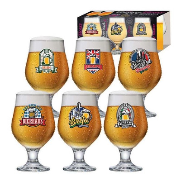 Conjunto de Taças para Cerveja Ruvolo Beer Master 380ML 6 Peças