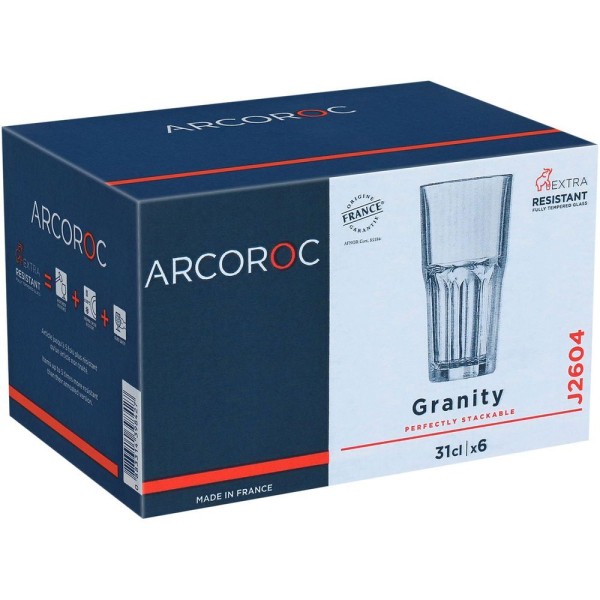 Encontraproduto.com.br - Luminarc Granity Copo Long Drink 14X8X8Cm 310Ml Vidro Transp 6Pç
