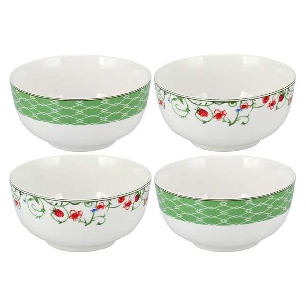 Tigela 4 peças Verde 500Ml Home&Co Delicata Bonechina 7X14X14Cm