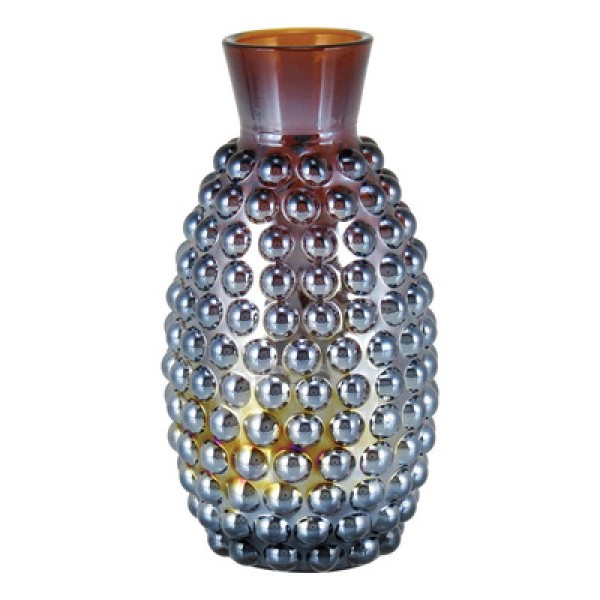 Encontraproduto.com.br - Vaso Lustrado Vidro Marrom Maou 14X8X8Cm