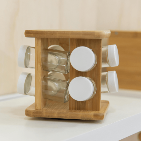 Encontraproduto.com.br - Porta Temperos em Bambu Tyft 9 Peças