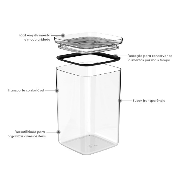 Encontraproduto.com.br - Pote hermético organizador 3,5L - Natural